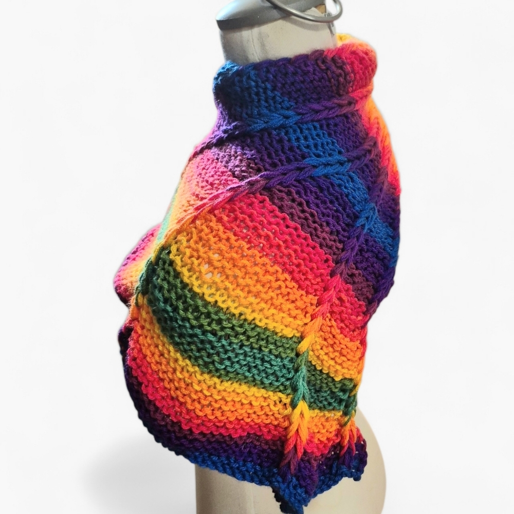 Hand Knit One Of A Kind Rainbow Dragonwing Cowl OSFM - Picture 3 of 4